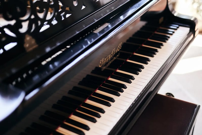 Piano in wedding barn at High House