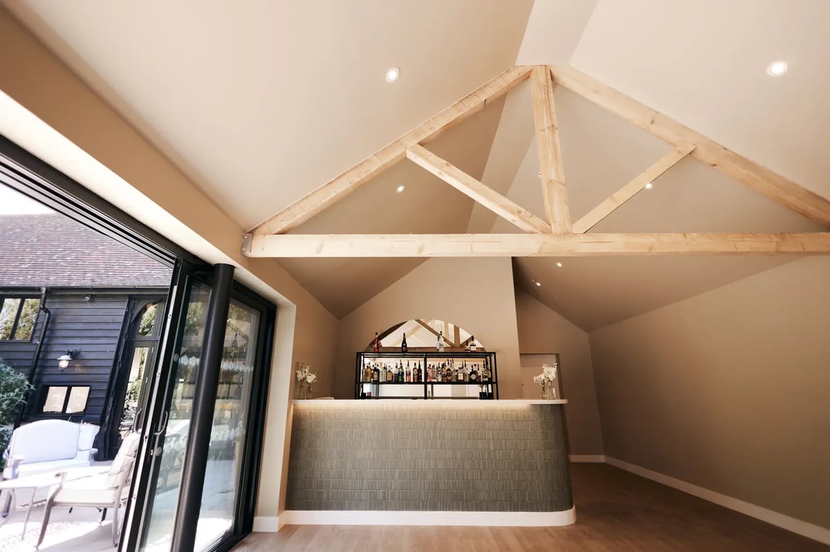 Bar next to wedding barn at High House