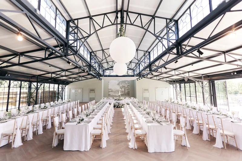 long table set up in high house orangery