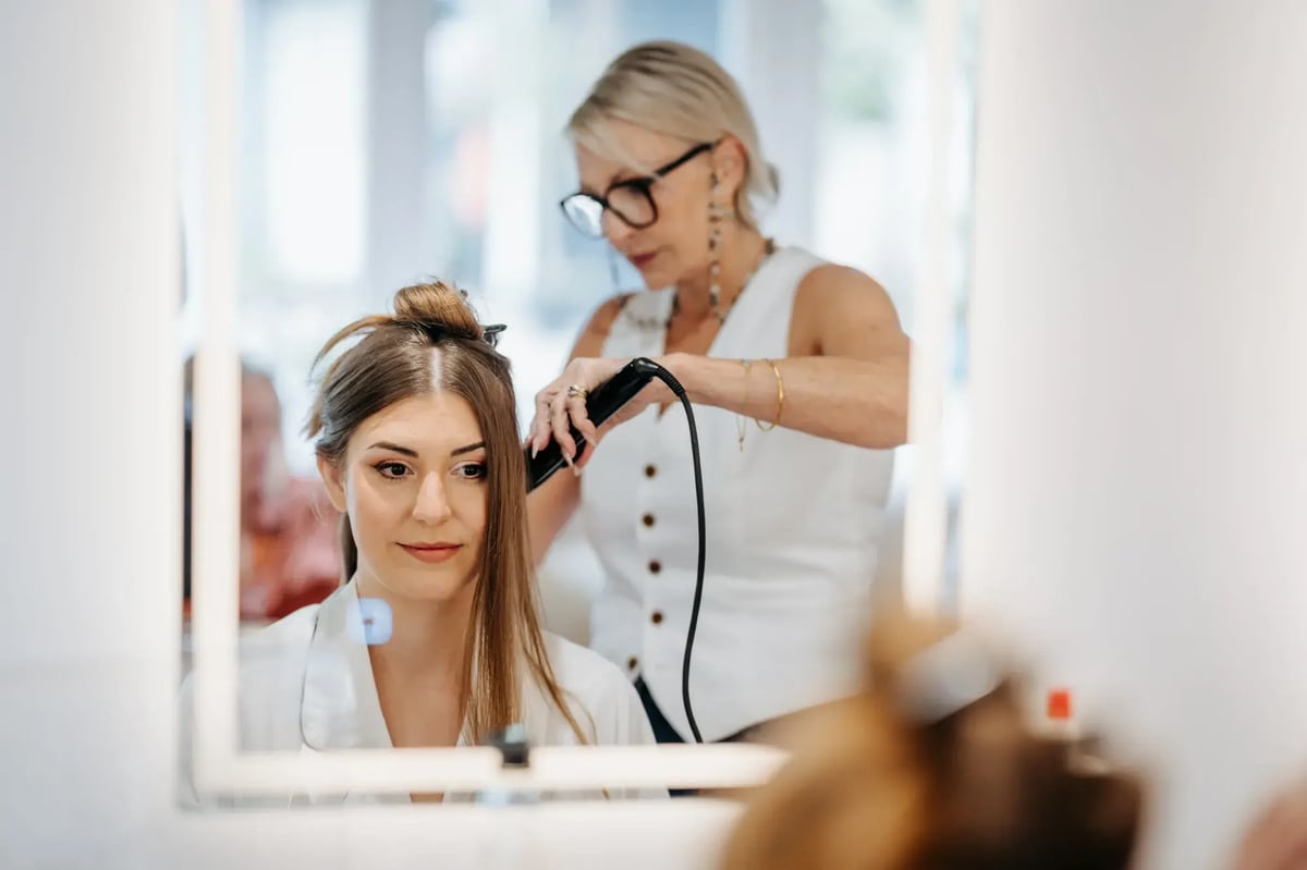 Bride getting hair done at High House